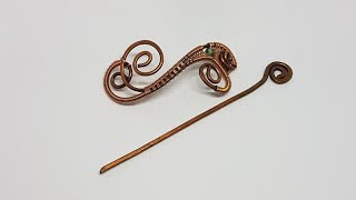 Copper Shawl Pin Scarf Pin Sweater Brooch Hair Pin Tutorial I DiY [upl. by Fedora]