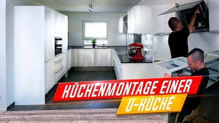 Küchenmontage Küche aufbauen mit Glasrückwand Induktionskochfeld Granitarbeitsplatte Zeitraffer [upl. by Ikoek812]