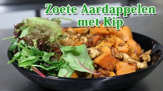 Recept Zoete Aardappelen met Kip  Koken met Mo Academy [upl. by Llednyl]