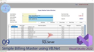 Simple Supermarket Billing  Visual Studio 2022  VBNet amp SQL Server 2022 [upl. by Idona]