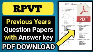 RPVT Previous years question papers pdf download  RPVT Previous year papers with answer key PDF [upl. by Vera]