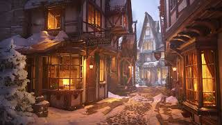 Winter Medieval Village  Relaxing Sounds of a Snowstorm with Howling Wind and Falling Snow [upl. by Arit]