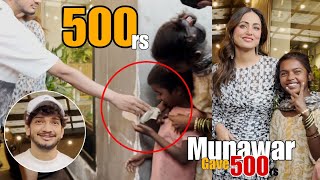 Munawar Faruqui Gave 500rs To Kids While Promoting His Song Halki Halki Si With Hina Khan [upl. by Anirdua]