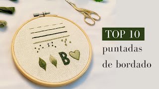 Tutorial de bordado para principiantes  Top 10 puntadas básicas [upl. by Hayalat]