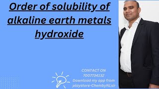 Order of solubility of alkaline earth metals hydroxide [upl. by Moia]