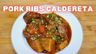 Pork Ribs Caldereta  Using The Right Cookware [upl. by Afatsom414]