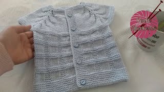 1 YUMAKTAN BEBEK YELEĞİ✅YAKADAN BAŞLAMA KOLAY YELEK✅reglan kol bebek yeleği kesme şeker knitting [upl. by Markowitz]