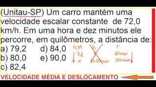 Exercício Aula Cinemática Transformação conversão unidades Velocidade média km hora minuto Física [upl. by Everick]