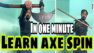 Learn turgut axe moves in 1 minute  how to spin axe  kulhara ghomana sekhy  axe spinning skills [upl. by Scuram]