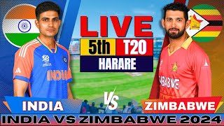 🔴 Live INDIA vs ZIMBABWE 5th T20I  IND vs ZIM Live cricket match Today  Live Score amp Commentary [upl. by Malvina319]