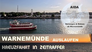 Warnemünde  Deutschland  Auslaufen  Ablegen Start der Reise  AIDA Kreuzfahrt in Zeitraffer [upl. by Mccord59]