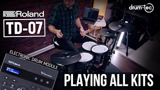 Roland TD07KV electronic drum kit Playing ALL KITS sound demo [upl. by Enined]