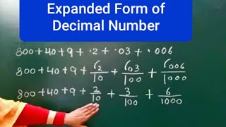 Expanded form of decimal numbers  दशमलव संख्याओं का विस्तार। decimal decimalexpansion maths [upl. by Sall]