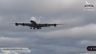 A380 Lands in 60 MPH Gusts CreditBIG JET TV [upl. by Laurie]