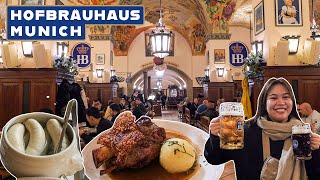 EATING and DRINKING at the Most Famous BEERHALL in Germany HOFBRÄUHAUS MUNICH [upl. by Eirolam755]