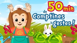 50min de Comptines avec gestes et Chansons pour bébé Petit escargot Alouette Pirouette [upl. by Ylellan]