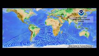 August 12 2021 South Sandwich Islands tsunami propagation [upl. by Assiran]