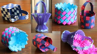 4 Beautiful Paper Basket DIY Basket  Paper Craft  Home Decor [upl. by Ariella]