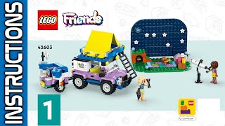 LEGO 42603 instructions  Friends  2024  Book 1  Stargazing Camping Vehicle legofriends funny [upl. by Anilorak169]