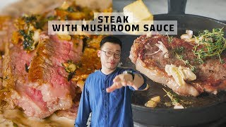 RESEP STEAK AND MUSHROOM SAUCE  JANGAN MAU DI BOONGIN RESTO [upl. by Arikaahs]