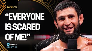 Khamzat Chimaev sends message to UFC rivals after his submission win over Robert Whittaker 🐺 UFC308 [upl. by Bundy]