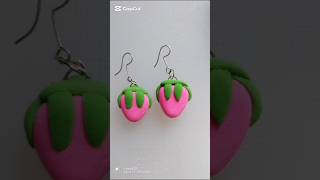 Clay strawberry earrings😍 diy how shotrs craftAkhiakter4040 [upl. by Melita41]