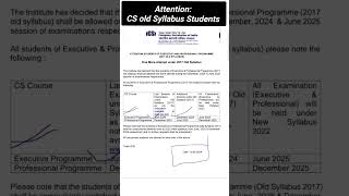 ICSI Notification for old Syllabus Students One more attempt [upl. by Rodi589]