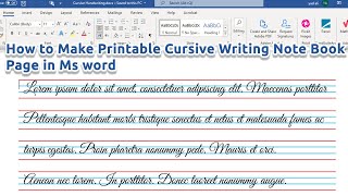 How to make Cursive Writing Note Book in Ms word 2019  Cursive Writing in Ms word  Microsoft word [upl. by Keene72]