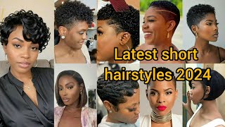 Cute short hairstyles for women 2024  Short curly hairstyles  curly hairstyles for black ladies [upl. by Ahsenat270]