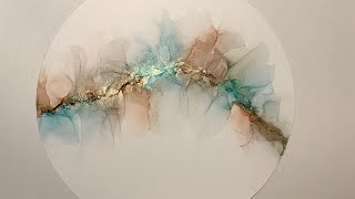 23 Round wispy alcohol ink art on NARA paper [upl. by Braasch]