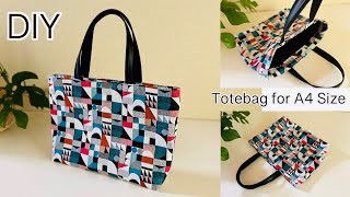 初心者でも簡単に作れるA4サイズ用トートバッグ Easiest Way For Making Totebag For A4 Size Files Easy Sewing Tutorialsdiy [upl. by Cinelli]