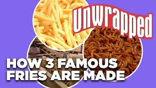 How 3 Famous Fries Are Made UNWRAPPED THROWBACK  Unwrapped  Food Network [upl. by Germayne]