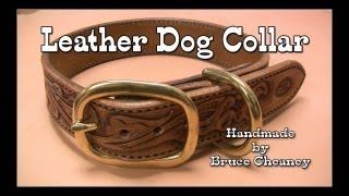 Leather dog collar custom made hand tooled with antique finish [upl. by Vitus71]