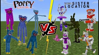 Huggy Wuggy Poppy Play Time VS Five Nights at Freddys Sister Location FNAF Minecraft PE [upl. by Maclean]