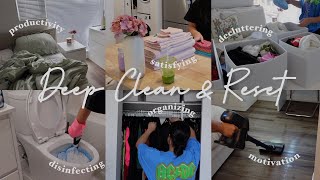 MOTIVATIONAL DEEP CLEAN amp RESET ROUTINE  Lots of Organizing Decluttering Laundry amp Productivity [upl. by Airdnat]