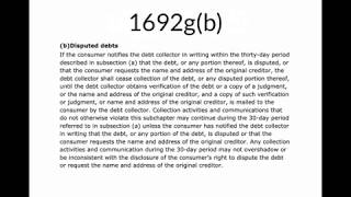 Part Nine FDCPA Section 1692g  Validation of debts [upl. by Nirra]