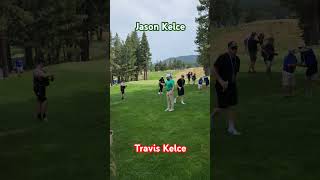 Jason Kelce having fun w fans playing golf w Travis Kelce amp Andrew Whitworth 🏈 accgolf [upl. by Ydaj]