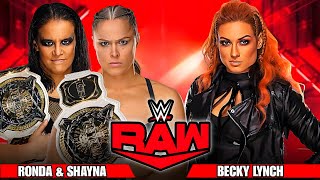 Ronda Rousey amp Shayna Baszler vs Becky Lynch 2 on 1 Handicap Full Match WWE Raw Highlights Today [upl. by Treblih]