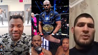 Francis Ngannou amp UFC Champs Reacts to Jon Jones vs Ciryl Gane Fight [upl. by Alleinad334]