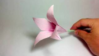 Origami Flower  Lily 100th video [upl. by Brunhild13]