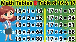 Table of 16 and 17 16 aur 17 ka Table 16 ka Table 17 ka Table Pahada 16 aur 17 tableof16and17 [upl. by Nnyleahs774]