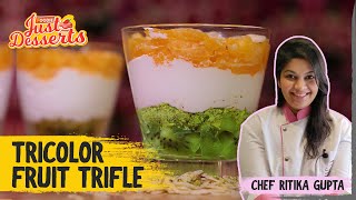 Tricolor Fruit Trifle Recipe  Republic Day Special Dessert  How to Make Tricolor Fruit Salad [upl. by Morey]