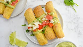 Air Fryer Chicken Taquitos and Avocado Crema Recipe [upl. by Ahsei]