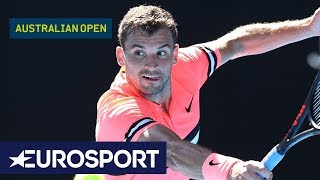 Grigor Dimitrov v Dennis Novak Highlights  Australian Open 2018 Round 1  Eurosport [upl. by Doolittle]