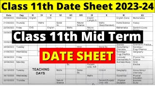 class 11 mid term date sheet 202324  cbse mid term date sheet 2023  cbse date sheet 202324 [upl. by Laicram]