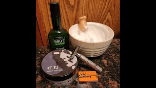 SOTD PAA Et Tu  King C Gillette Razor  London Bridge Blades  Brut Splash [upl. by Wadleigh]