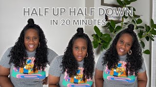 Quick and Easy Half Up Half Down Hairstyle Using A Half Wig [upl. by Zelma]