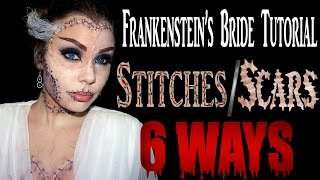 Stitch Scar Makeup Tutorial  Bride of Frankenstein Halloween Costume [upl. by Kaitlyn594]