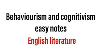 Behaviourism and cognitivism notes [upl. by Zarla]