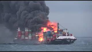 cargo ship XPRESS PEARL fire [upl. by Aldric]